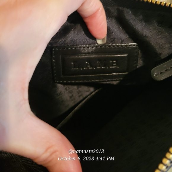 L.A.M.B. Gwen Stefani Trompe L'oeil Script Fold Over Clutch Luxury Designer #576 - Picture 8 of 13